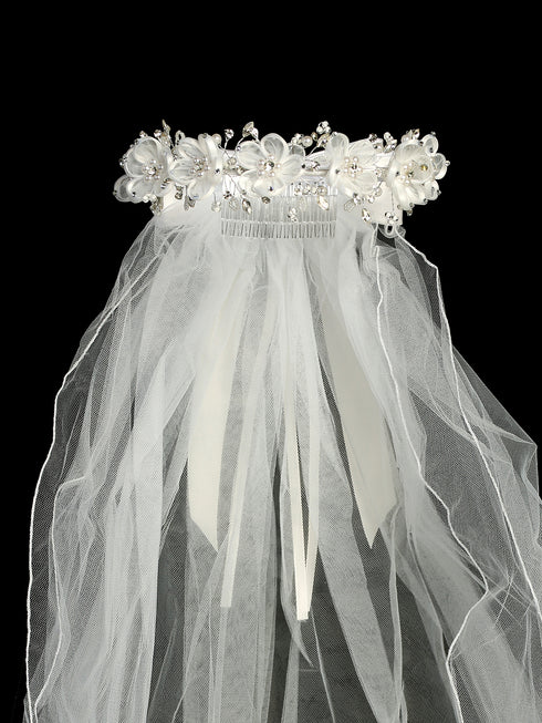 Girls Elegant Flower Crown Special Occasion Veil